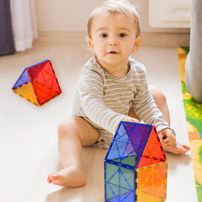 Gemmicc 12 PCS Large Magnetic Tiles,Jumbo Magnet Base Plates,STEM Magnetic Building Blocks for Kids Boys Girls