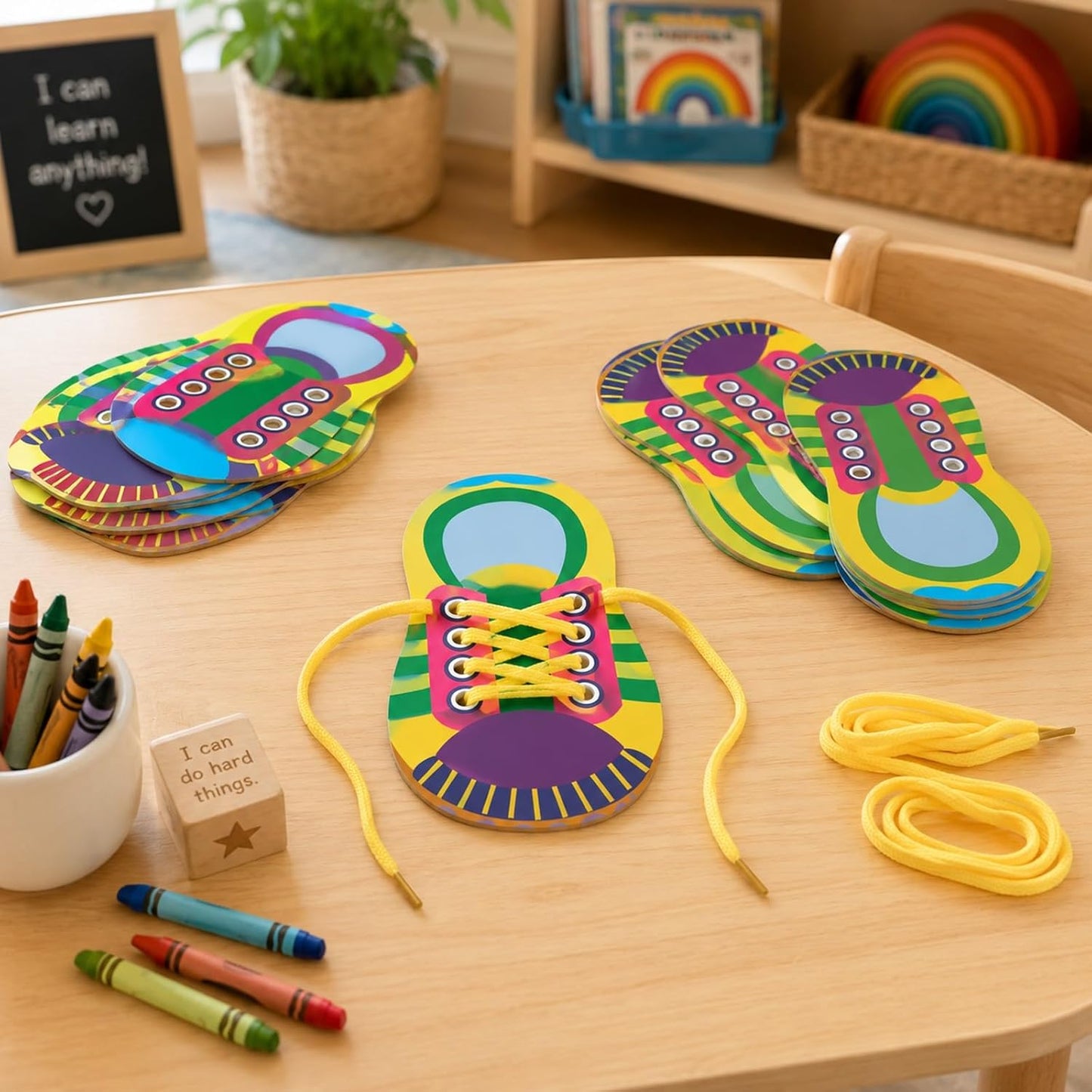 LUOZZY 10 Sets Shoe Trying Practice for Kids Shoelace Threading Teaching Toys Learn to Tie Shoelaces Toy Fine Motor Skills Toy Threading Game for Kids, Random Color