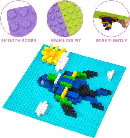 Pairez Toys 8-Pack Classic Baseplates for Building Bricks (10" x 10") – Compatible with All Major Brands, Construction Toys for Kids Ages 4-8+, Black, White, Dark Gray, Light Gray