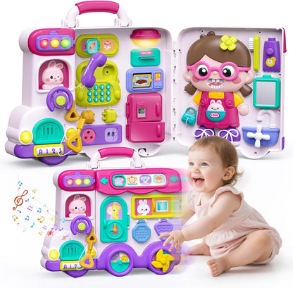 Montessori Busy Board Toys for 1 Year Old Boy, 1 Year Old Boy Birthday Gift, 54-in-1 English & Spanish Baby Busy Board Montessori Toys, Ideals 1st Birthday Gifts Boy, 1 Year Old Boy Toys Gifts