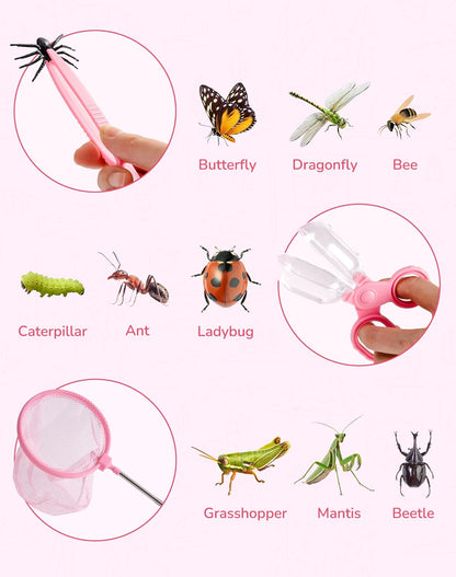 ROBUD Bug Catcher for Kids, Bug Catcher Kit with Bag Kit, Outdoor Exploration Set for Camping, Montessroi Toy for Kids Coming Closer to Nature，WRP07