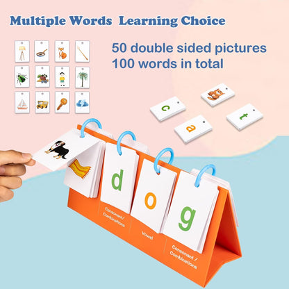 Alened Phonics Flash Cards for Kids 3-8, Sight Words Flash Cards for Kindergarten 1st 2nd 3rd Grade, CVC CVCC CCVC Word Builder, Homeschool & Classroom Phonics Learning Supplies