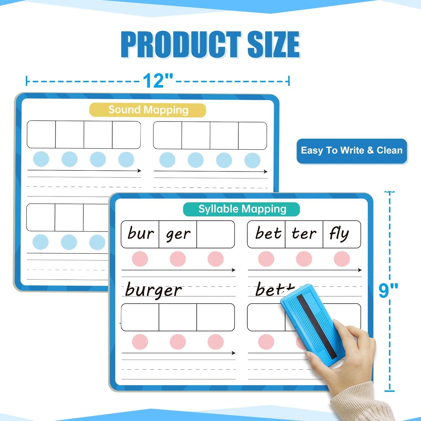 Dry Erase Number Line Whiteboard, 9" x 12" 1-100 Number Double-Sided Math Practicing Chart, Homeschool Supplies，Educational Tools for Kids Students Classroom