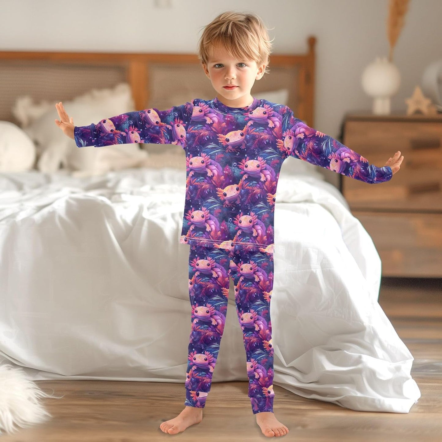 ALAZA Shark Starfish Palm Tree 2 Piece Pajama Set Long Sleeve Top and Pants Sleepwear Unisex - Colors A