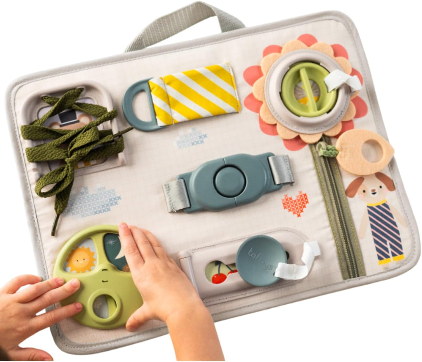 Taf Toys Snap'n Learn Board Busy Board for Toddlers 18 Months & up Montessori Sensory Activity Board Travel Toy Non-Toxic Educational Learning Toy for Boys & Girls Birthday Gift
