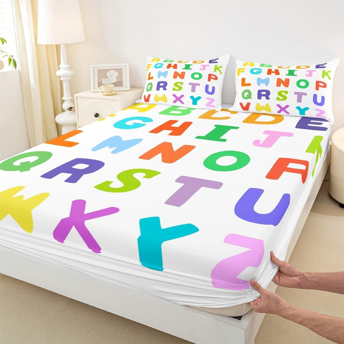 Chemistry Bed Sheets for Kids Teens Girls Boys,Chemical Experiment Fitted Sheet Twin,Science Themed Sheets for Math Lovers,Chemistry Lab Bedding Set,White and Black