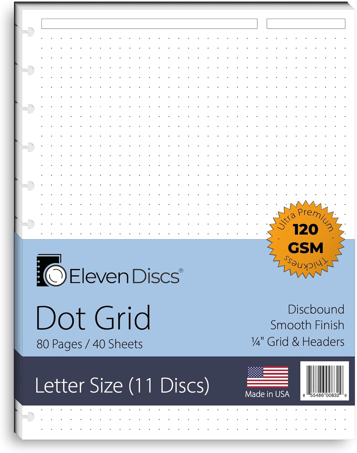 Eleven Discs Discbound Paper, Junior Size Mileage Log Sheets - Premium 120gsm Heavyweight Notebook & Planner Refills - 8 Discs, 5.5 x 8.5 in - Punched for Circa, Arc, TUL (50 Sheets)