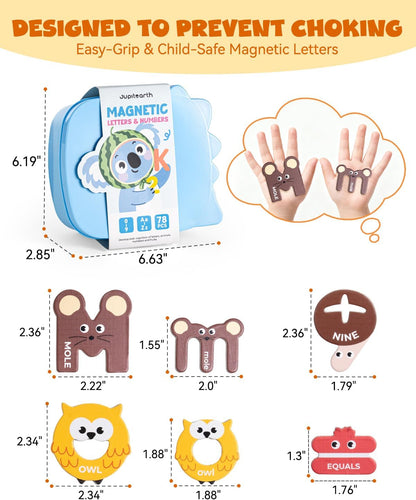 78 PCS Magnetic Letters, Large Cute Animal Alphabet Magnets for Fridge, Uppercase & Lowercase ABC Educational Toy, Choke-Proof Toddler Learning Toys for Kids Toddlers Preschool Learning Spelling