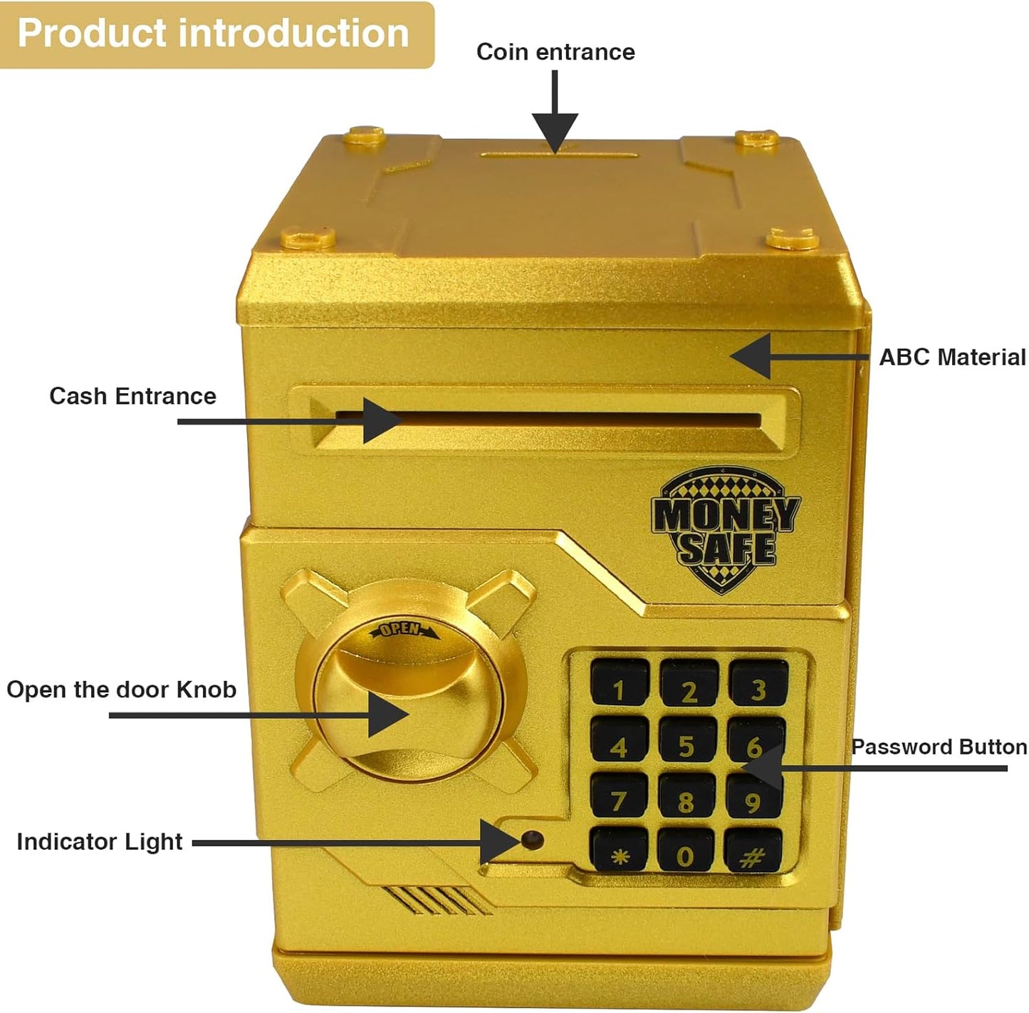 HUSAN Piggy Banks Money Banks for Kids, Electronic Password Code Money Banks ATM Banks Box Coin Bank for Children Boys and Girls (Grey Bue)
