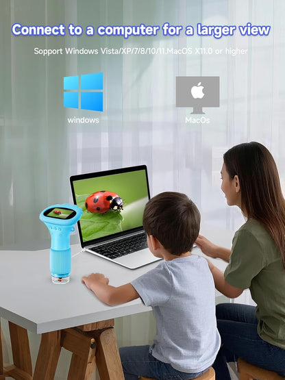 Acoath Microscope for Kids, 1000X Handheld Digital Miniscope with 2.0" Screen, Portable Pocket Microscope Education Toys Birthday Gifts for Age 3 4 5 6 7 8 9 10 Girls Boys