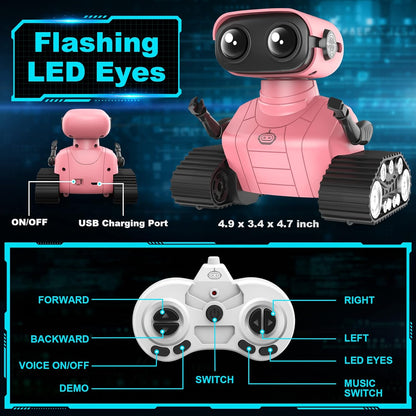Hamourd Robot Toys for Boys Girls, Emo Robot with Walkie-Talkie Function, Gesture Sensing, Flexible Head & Arms, Programming Motion, Dance Moves, Music, Multi-Mode LED Eye, Toys for Ages