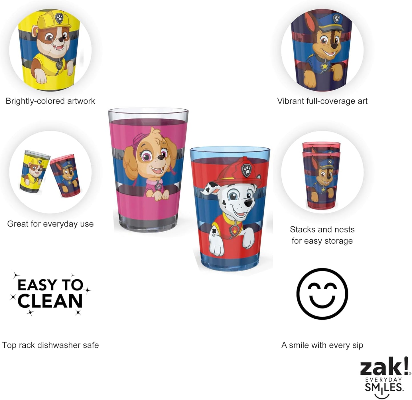 Zak Designs 14.5oz Disney Frozen 2 Nesting Tumbler Set Includes Durable Plastic Cups, Fun Drinkware is Perfect for Kids, 4pk (14.5oz, Anna & Elsa & Olaf)