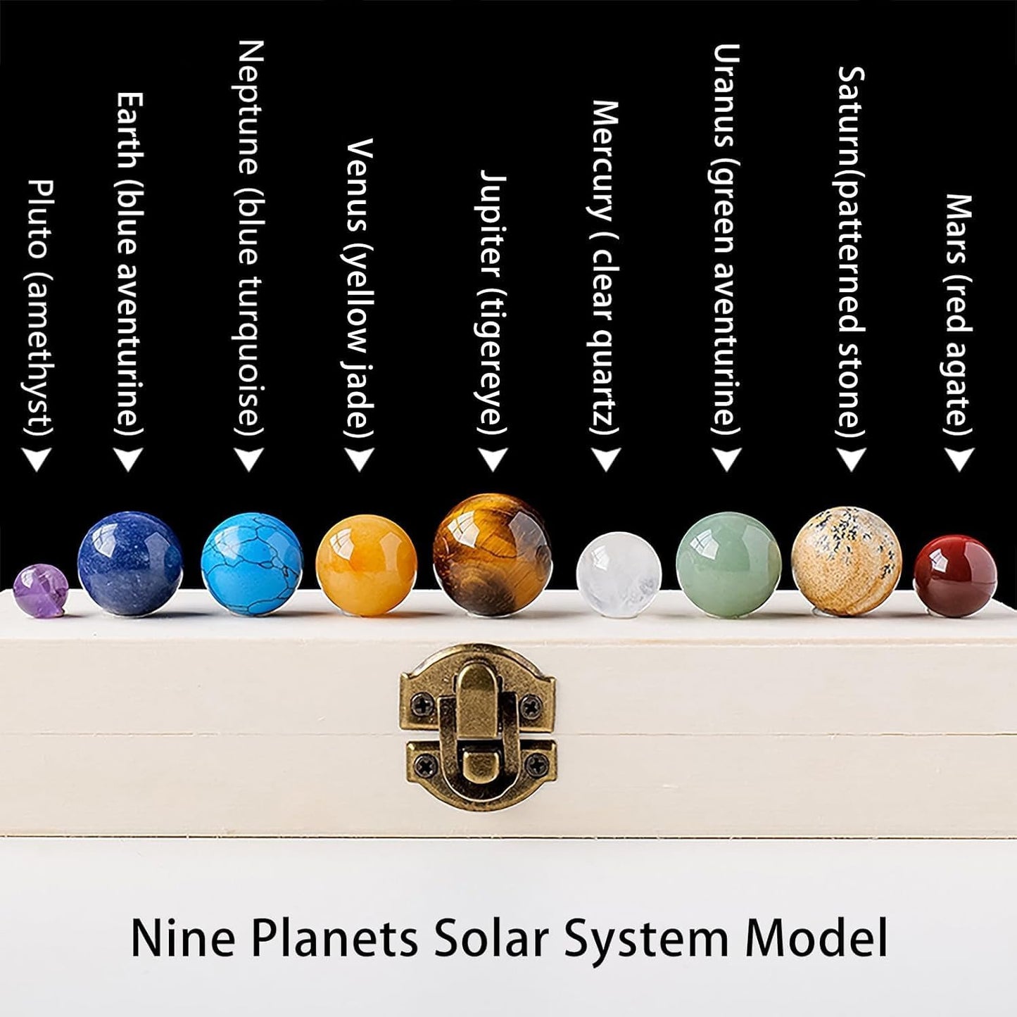 Runyangshi Nine Planets Solar System Model Crystal Ball - Natural Crystal Gemstone Marble Space Home Desk Decoration - Creative Gifts