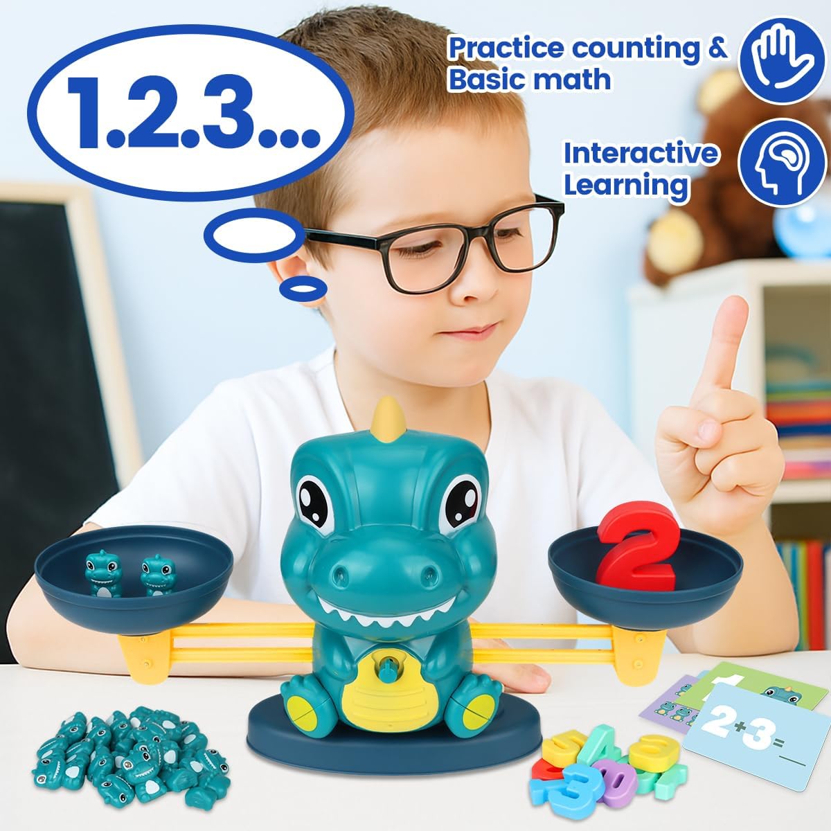 Aitbay Cool Math Game, Preschoolers Frog Balance Counting Toys for Boys & Girls Educational Number Toy Fun Children's Gift STEM Learning Age 3+ (63 PCS)