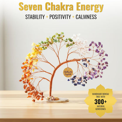 ANAYA AGATE 7 Chakra Healing Crystal Tree of Life Kit, Bracelet, Pendant, Necklace, Feng Shui Money Bonsai Tree, Positive Energy for Women, Mom, Sister and Housewarming Decoration