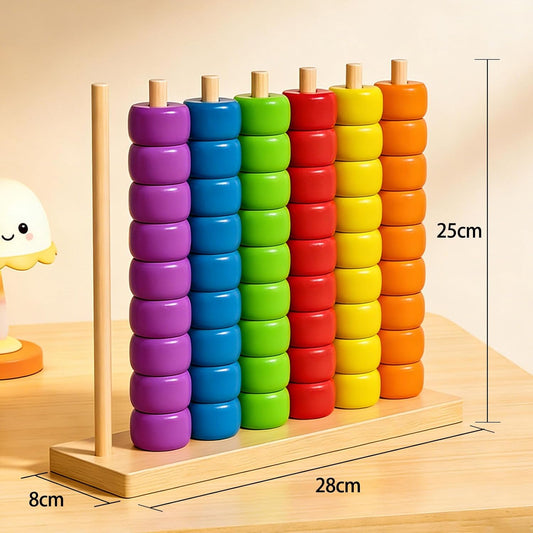 Color Pile up Challenge,Wooden Color Matching Stacking Puzzle for 2 Players.Fast-paced Pattern Ring Stack Game for Adults,a Competitive Tabletop Brain Teaser Perfect for Family Game Night. (1pc)