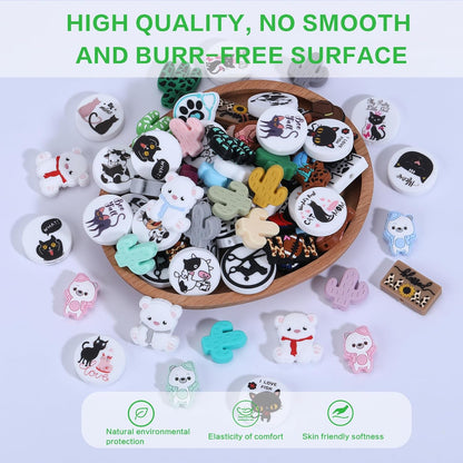 10Pcs Animal Silicone Beads for Keychain Making Cute Puppy Focal Beads for Pens Dalmatian Dog Animal Focals for Bracelets Necklace Earrings Jewelry Making