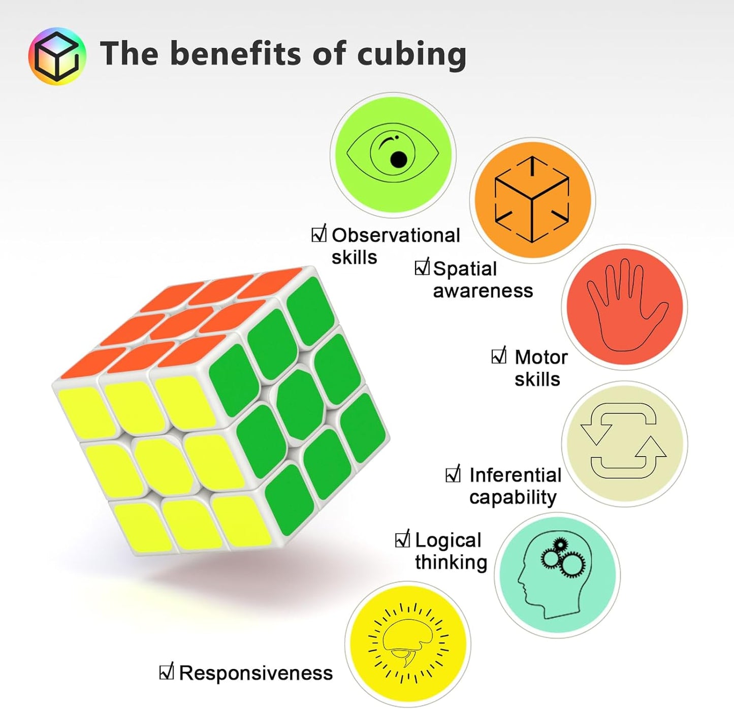 Vdealen 3x3x3 Speed Cube Set, 6 Pack Speed Cube Bulk Magic Cube Set, School Classroom Prize for Students Birthday Party Favors Stocking Stuffers Gifts for Kids Teens Adults(Carbon Fiber Sticker)