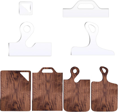 Router Templates, 4pcs Acrylic Charcuterie Board Handle Template, LYMOI Clear Cut Board Thick Handle Template, Angled Curvy Tracing Stencils Cut Guide Tools for Kitchen Woodworking. (Style 1)