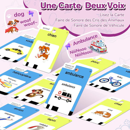 Spanish and English Talking Flash Cards for Toddlers 1 2 3 4 5 6 Year Olds, 420 Sight Words, Montessori Learning Toys, Pocket Speech Therapy Toys, Sensory Preschool Educational Birthday Gift
