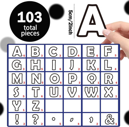 Qyeahkj 103 Pcs Glitter Silver Magnetic Letters - 2'' Alphabet Letters Kit for Classroom, Whiteboard, Fridge, Teachers & Preschool Learning