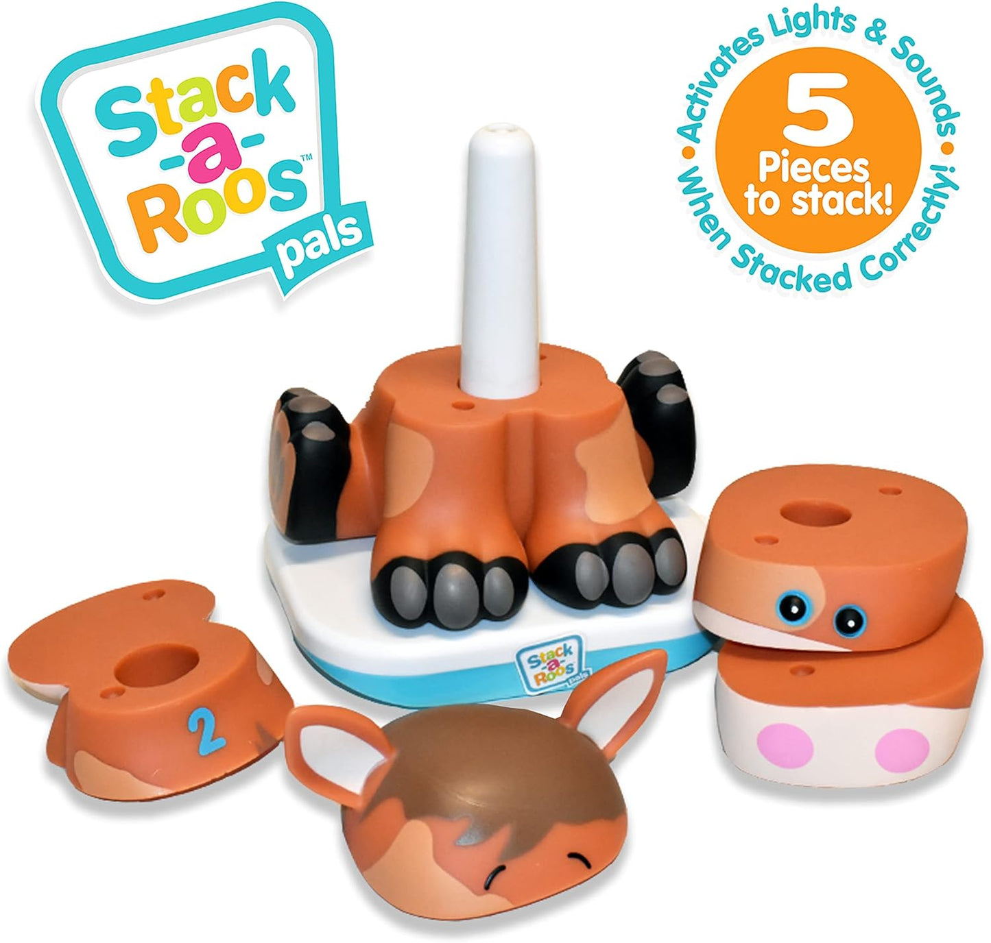 Stack-a-Roos Baby Giraffe by Salus Brands - Animal Stacking Toy, Educational Early Learning Toy for Infants Babies Toddlers, Age 12+ Months - Great Baby Gifts, STEM