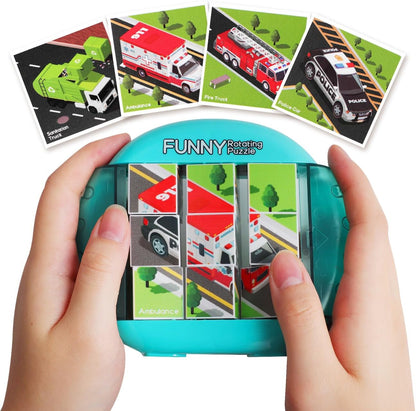 Rotating Puzzle for Kids 3 4 5 6 7 8 Year Old, 4 Puzzles in 1, Toddlers Travel, Car, Airplane, Road Trip Activities, Fine Motor Skills, Fidget, Gift for Boys & Girls Ages 3+ (Dinosaur)