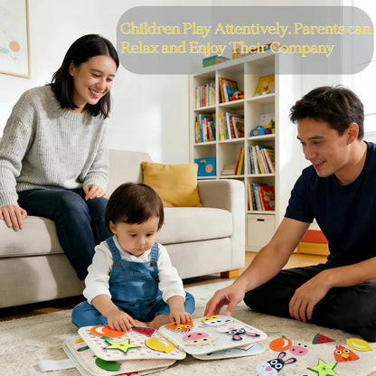 Montessori Forest Animals Busy Book, Airplane Travel Felt Quiet Busy Board for Toddler 1-3, Preschool Kids Learning Activities Sensory Toy to Develop Fine Motor Skills, Boys Girls Birthday Gift (#A)