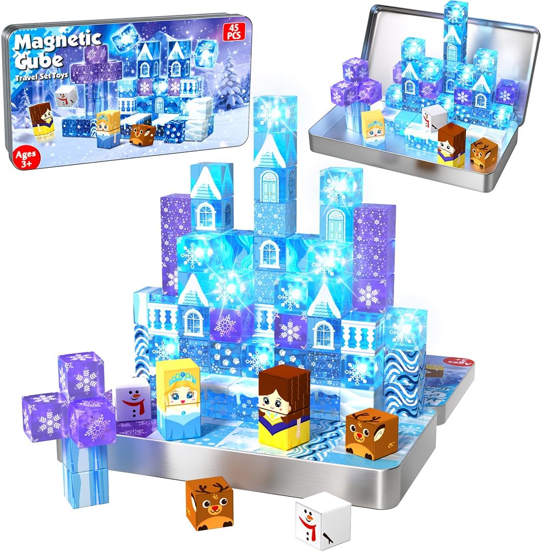 Annexfun Magnetic Blocks - 100PCS Building Blocks Unicorn Cubes - Toys for Montessori Toddler Christmas Birthday Gifts - STEM Sensory Toys for 3 4 9 10 Year Old Girl