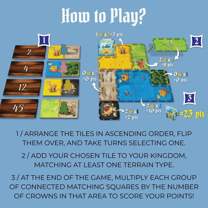 Strategy Board Game Extension for Kids, Teens and Family, Tabletop Game Nights, Ages 8 & Up, 2 to 5 Players, Kingdomino Age of Giants Expansion by Blue Orange Games