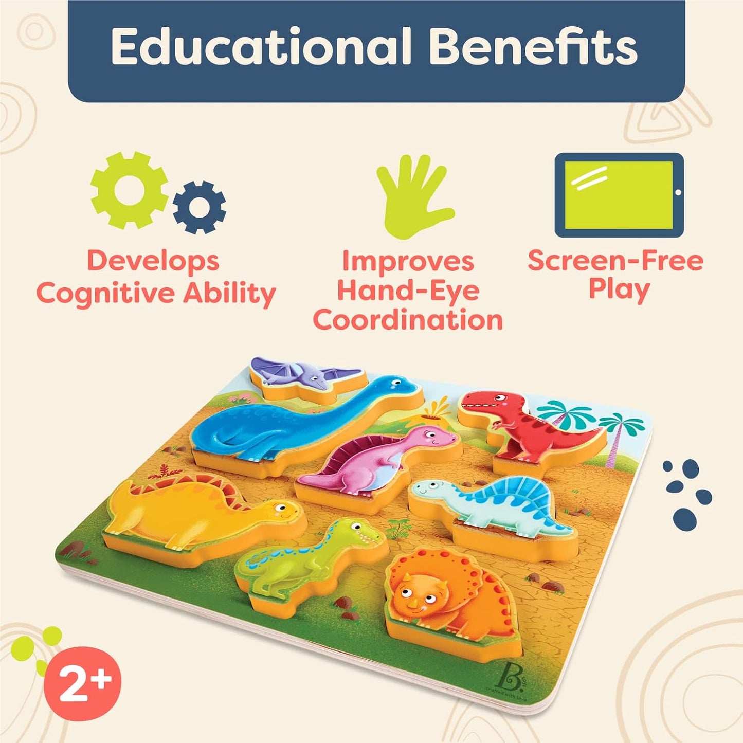 B. toys – Peek & Explore – School BusChunky Puzzle for Toddlers,Educational & Developmental Toys for Kids – 2+ Years