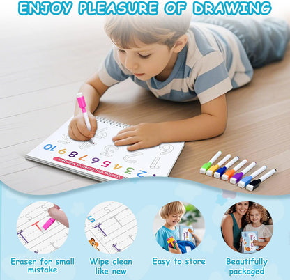 Preschool Dry Erase Learning Workbook for Kids Ages 3-5 – Reusable Tracing Book for Letters A-Z, Shapes & Lines – Use with Dry Erase Markers – Handwriting & Fine Motor Skills Practiceactice