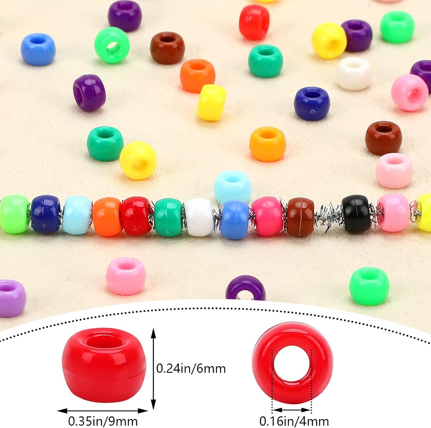 UPINS 1200Pcs Christmas Pony Beads Friendship Plastic Small Hair Beads Red Green White Pony Beads for Necklace Supplies (Christmas)