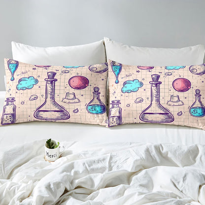 Erosebridal Chemistry Lab Bedding Set Twin Size Chemical Equation Duvet Cover for Boys Girls Chemical Elements Science Theme Comforter Cover Teens Kids Science Students Bedding School Dorm Room Decor
