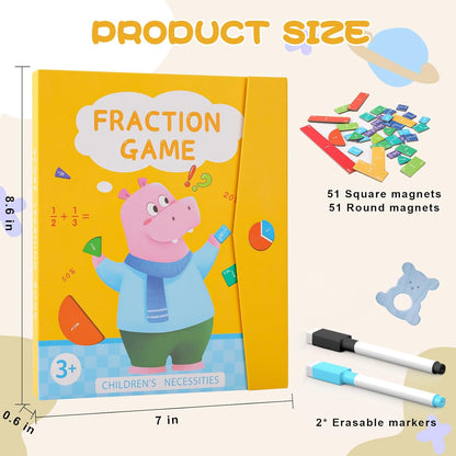 Magnetic Fraction Educational Puzzle, 102 Pcs Magnetic Fraction Puzzle for Kids, Magnetic Fraction Tiles & Fraction Circles, Fractions Manipulatives Learning Games for Elementary School