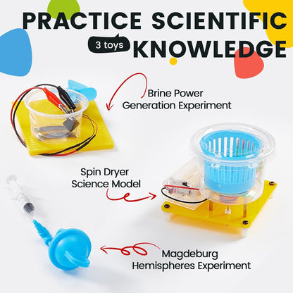 6-in-1 STEM Home Lab Science Kit for Kids Age 8-12, Boys & Girls 9 10 11 13 14 Year Old Educational Adventure Set: Tank & Car Building, Saltwater Generator | Perfect Birthday & Learning Gift for Kids