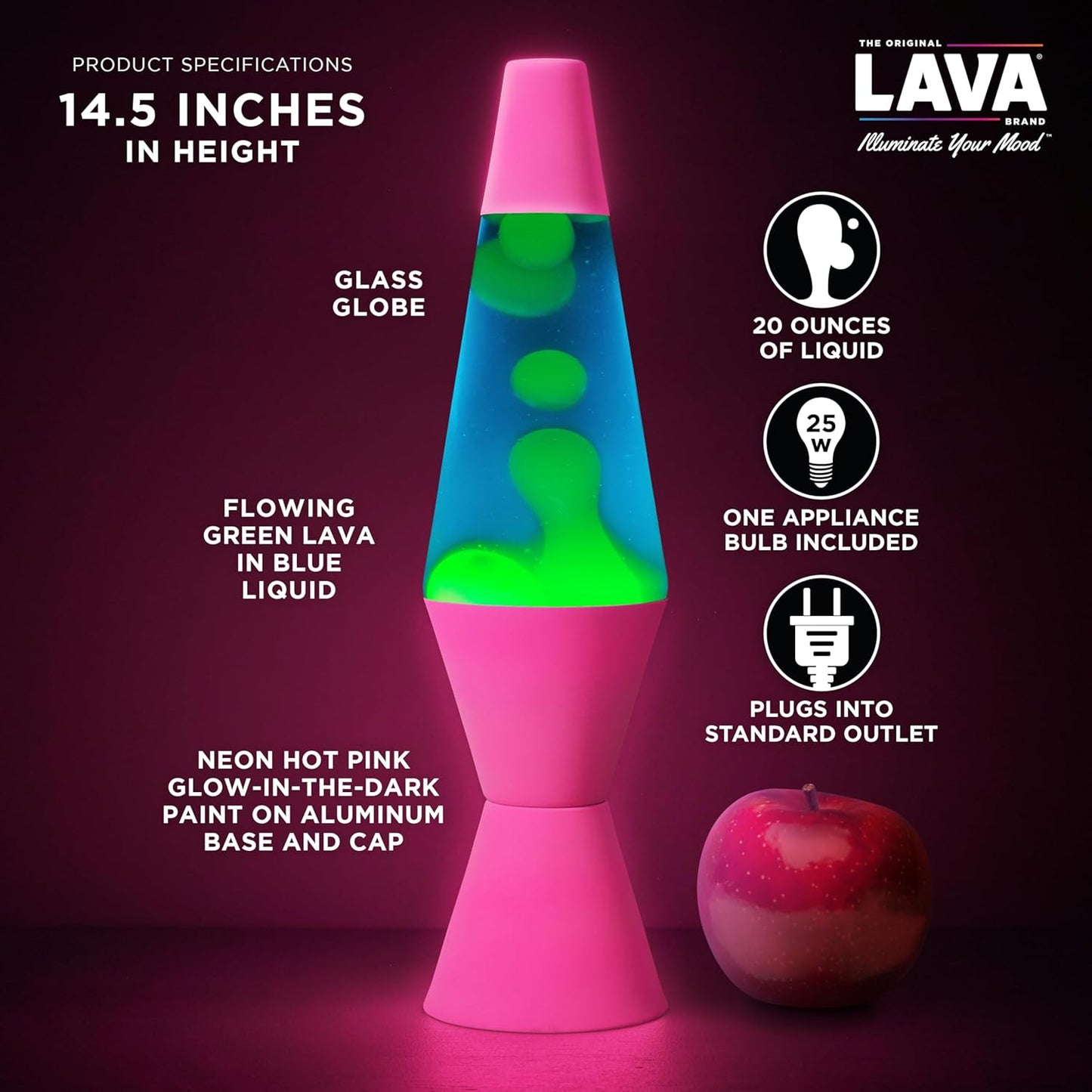 The Original Lava® Lamp - 14.5" Techno Chrome - Classic Liquid Motion Lamp - Pink Lava and Blue Liquid - Item #2097 (Amazon Exclusive)