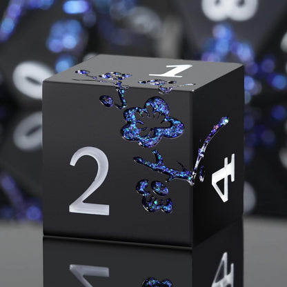 DnDnD Heavy Polyhedral Metal Dice Set with Metal Box, 7-die Shiny Blue Surface with Golden Number for RPG,Dungeons and Dragons,Pathfinder,Shadowrun,D&D,Role Palying Game and Math Teaching - Colors A