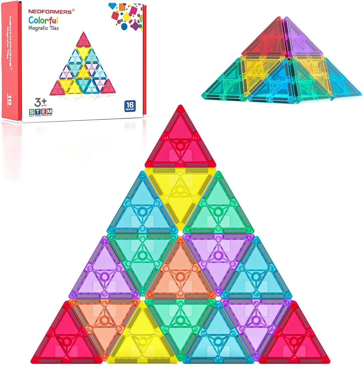 STEM Magnetic Tiles 70PCS Educational Toys for Kids Ages 3-8, Montessori Sensory Magnet Blocks for Toddlers, Classroom & Home Construction Kit