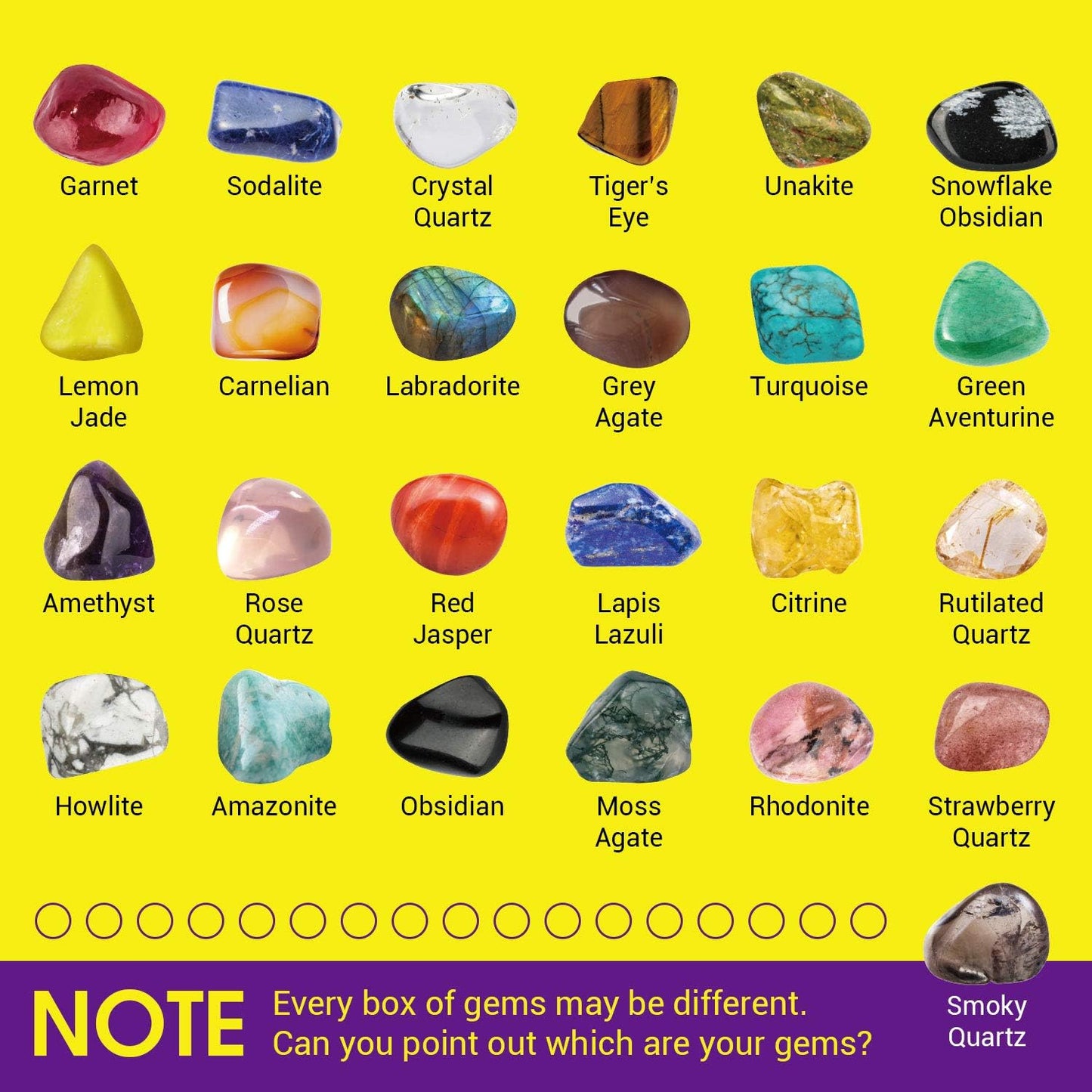 Rocks Collection 25PCS Rock and Mineral, Gemstones for Kids Gem Kit with Healing Chakra Gemstones, Tumbled Stones and Identification Guide, Educational STEM Geology Toy for Boys Girls Ages 6-12