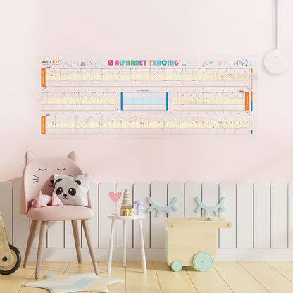 Dry Erase Handwriting Practice for Kids – 39.4×16” Large Clear Lined Dry Erase Board, Whiteboard with Lines that Sticks to Any Surface
