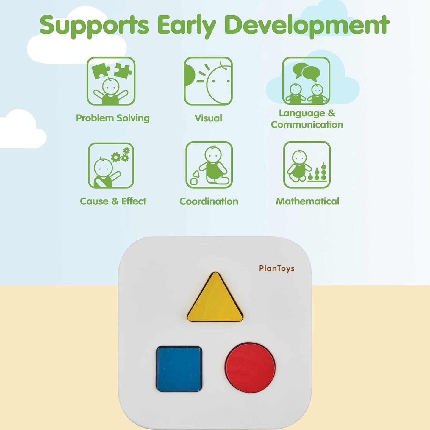 PlanToys® Shape and Sort It Out Bin Wooden Montessori Shape Matching Toy | Fine Motor, Problem Solving and Early Math Learning Activity | Eco Friendly Educational Sorting Toy
