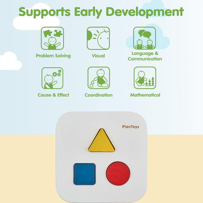 PlanToys® Shape and Sort It Out Bin Wooden Montessori Shape Matching Toy | Fine Motor, Problem Solving and Early Math Learning Activity | Eco Friendly Educational Sorting Toy