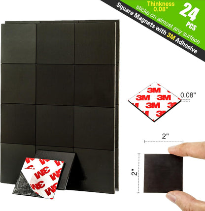 Magnetic Squares with Adhesive Backing(36PCS Each 1.5" x1.5"),Pre-Cut Self Sticky Magnets as Back to School Supplies,Peel and Stick for Cards/Picture/Poster (80mil Magnet)