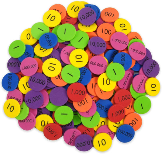 EAI Education QuietShape® Foam Place Value Disks Ones to Millions: Set of 210