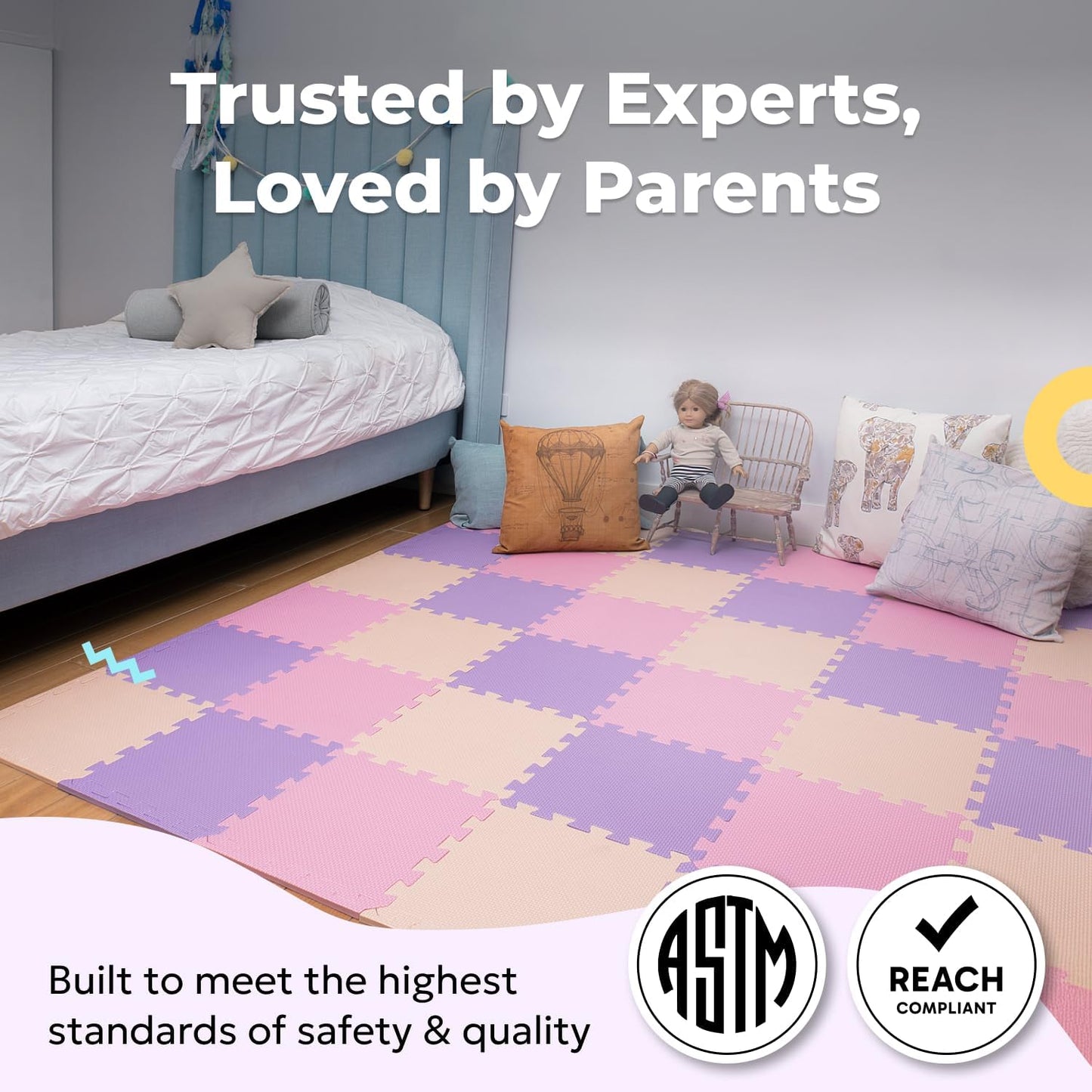 MioTetto Baby Play Mat, Soft Foam Floor Tiles for Kids. Adjustable Interlocking Foam Tiles, Fits with 50x50 Playpen Baby mat for Crawling & Development, Safe & Non-Toxic Playmat for Babies 6-12 Months