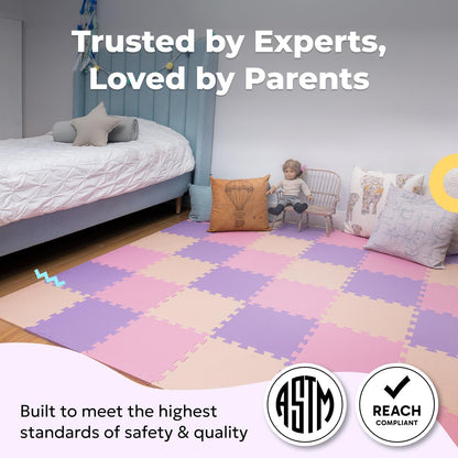 MioTetto Baby Play Mat, Soft Foam Floor Tiles for Kids. Adjustable Interlocking Foam Tiles, Fits with 50x50 Playpen Baby mat for Crawling & Development, Safe & Non-Toxic Playmat for Babies 6-12 Months