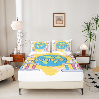 Chemistry Bed Sheets for Kids Teens Girls Boys,Chemical Experiment Fitted Sheet Twin,Science Themed Sheets for Math Lovers,Chemistry Lab Bedding Set,White and Black