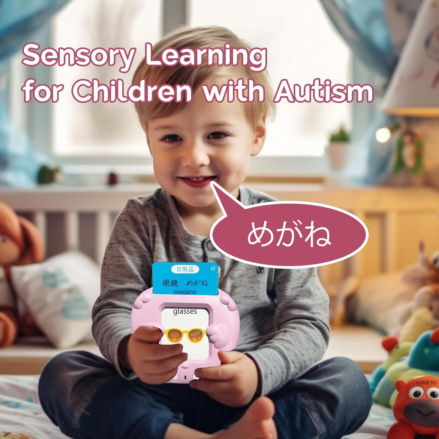 English Flash Cards Bilingual - Japanese Talking Flash Cards for Kids, Pocket Speech for Toddlers 3-12, 510 Sight Words of 31 Varieties, Sensory Toys Children with Autism (Japanese, Blue)
