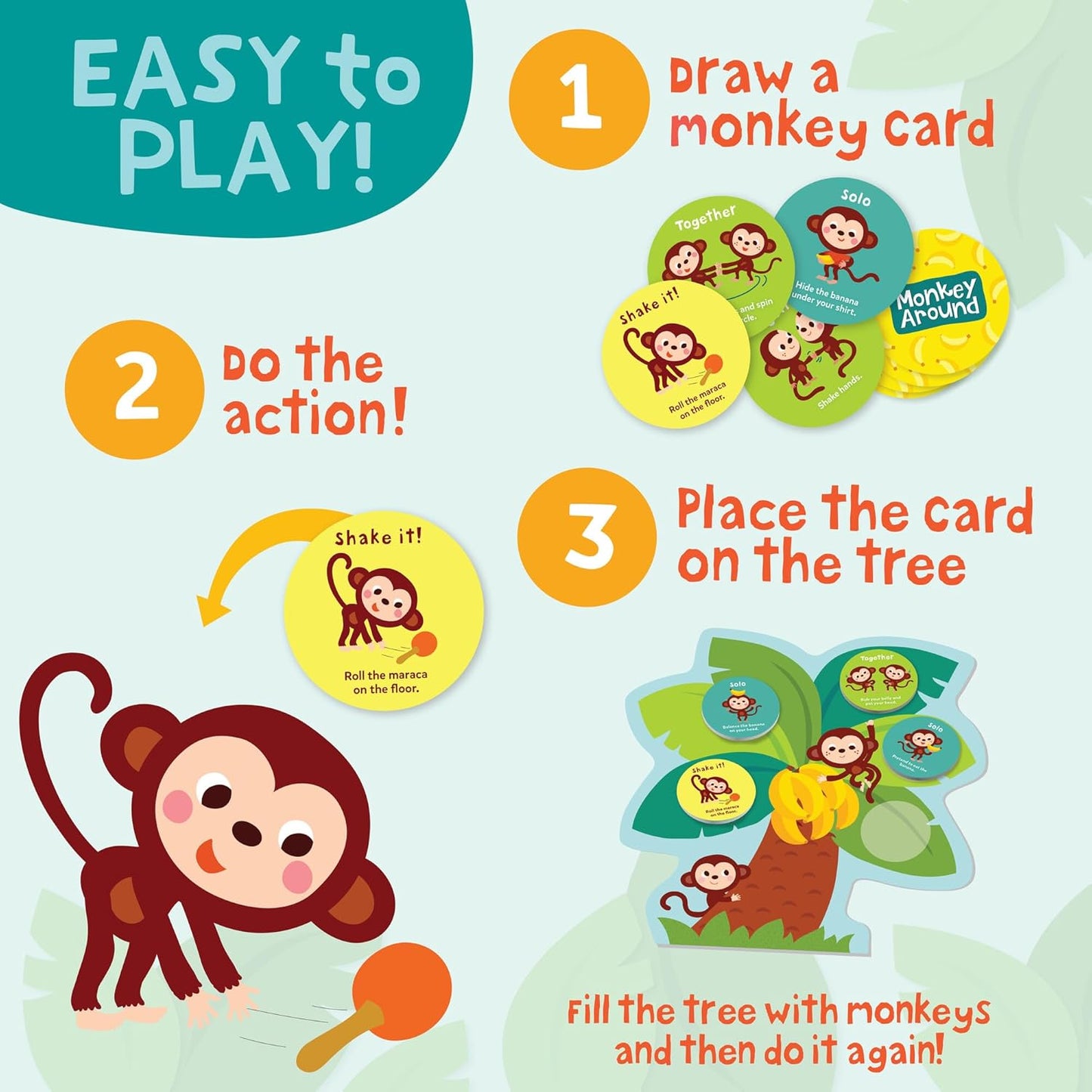 Peaceable Kingdom Monkey Around First Game for Toddlers Interactive play with Parent Ages 2+
